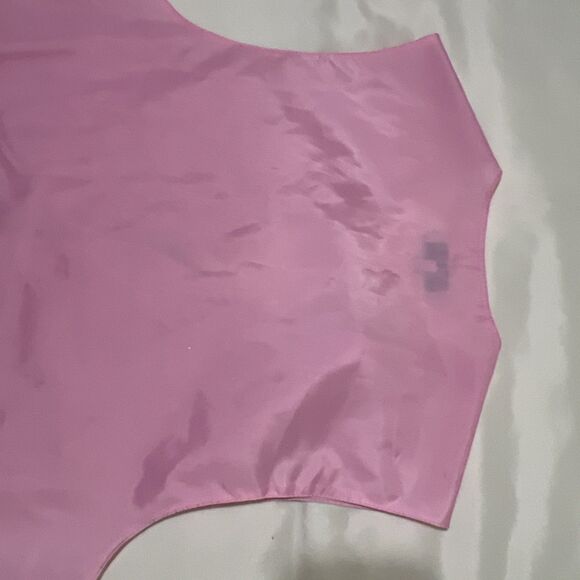 Vesuvio Napoli  ITALY Pink Satin Vest L Covered Buttons Pockets Adjustable Strap - Picture 8 of 9